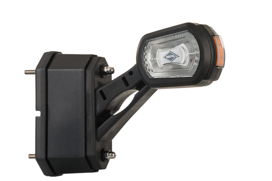 Reverse motion sensor marker light for improved safety and visibility during backing maneuvers on heavy duty semitrucks, box trucks, trailers, vocational, passenger, fire trucks, and commercial vehicles.