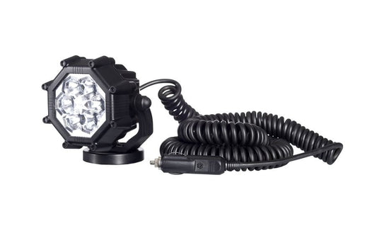 Powerful work lamp providing bright, focused illumination for enhanced visibility during nighttime or low-light tasks on semitrucks, trailers, and commercial vehicles.